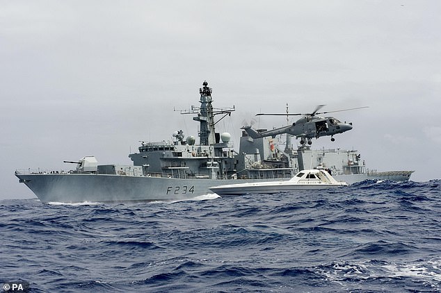 HMS Iron Duke (pictured) stopped the speedboat carrying the Class A drug and seized a staggering £40million worth of cocaine