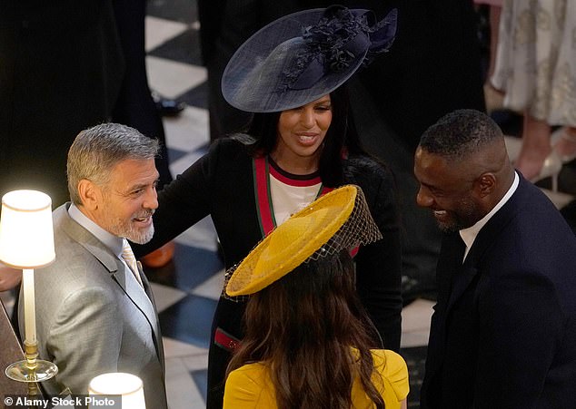 Idris Elba and his wife Sabrina Dhowre with George and Amal Clooney at the wedding
