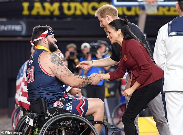 Meghan and Harry at the wheelchair basketball final during the Invictus Games at the Quay Centre on October 27, 2018 in Sydney, Australia
