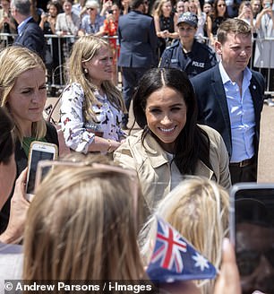 Meghan during a walkabout at Sydney Opera House on day one of their tour of Australia