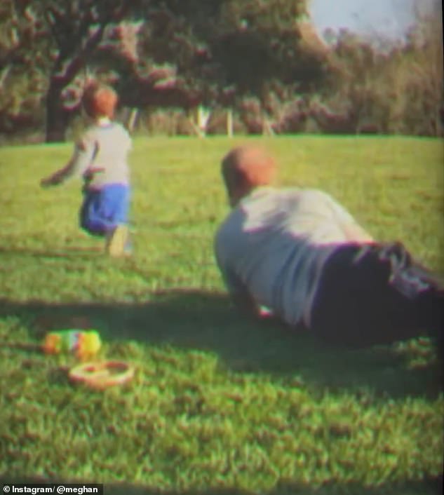 The Duke laid on the grass in the Californian sunshine as he watched his eldest child run around