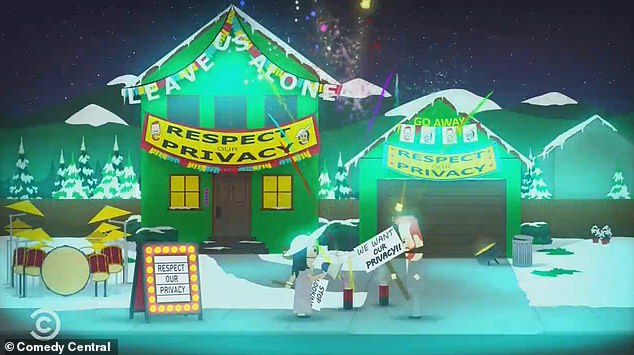The pair stage noisy privacy protests, their house festooned with a banner reading: 'Leave us alone'