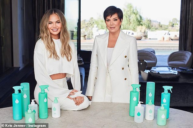 In May 2021, she also teamed up with Kris and Chrissy Teigen to create a vegan home care line called Safely, which recently made its way to Walmart; Chrissy and Kris pictured