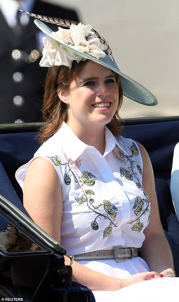 Eugenie wears red polish during Trooping the Colour in 2017