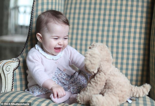 Princess Charlotte posed with a Fuddlewuddle dog from Jellycat in a photograph released in  2015