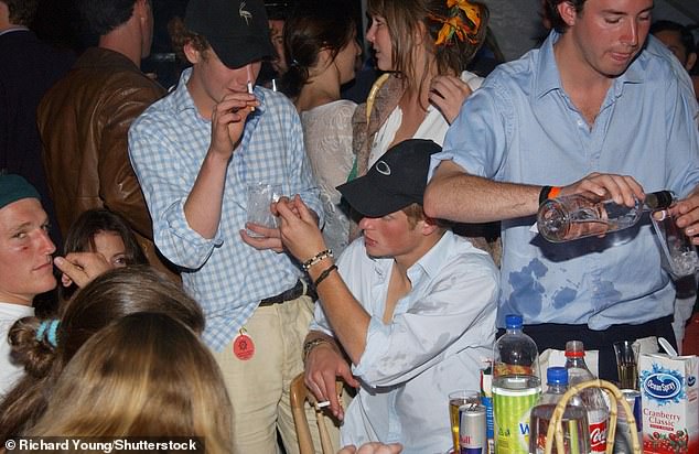 Harry was known for his extensive partying in his teenage years and even wrote about drug use both as a teenager and an adult in his book, Spare. He is pictured in July 2004