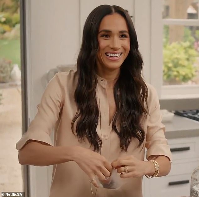 Meghan Markle has revealed the release date for her new set of As Ever products - and it's just days away (pictured in her Netflix show, With Love, Meghan)