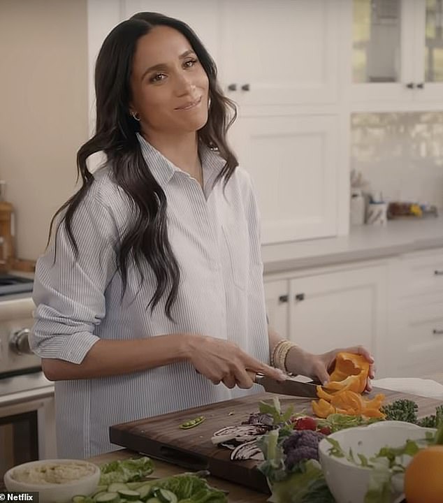 Meghan is pictured on her Netflix show, which launched earlier this year alongside her range of As Ever lifestyle products. She is now planning to expand the brand by releasing her own rosé