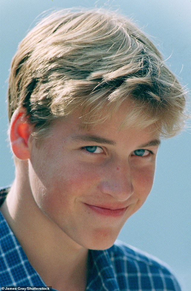 Teenage heartthrob: Prince William, 15, in 1997 was sweeping the nation with his burgeoning good looks, beachy blonde hair and cheeky smile