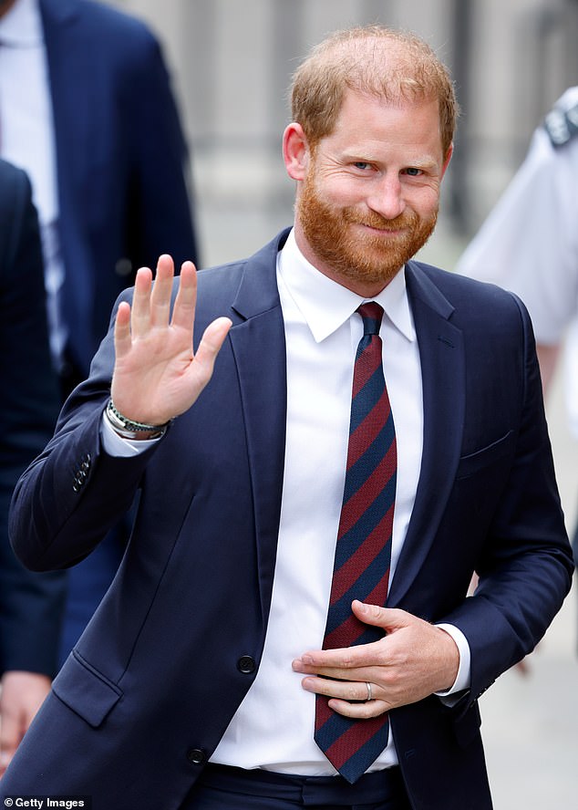 Prince Harry arrives at the Royal Courts of Justice to attend the second day of his hearing on April 9, 2025