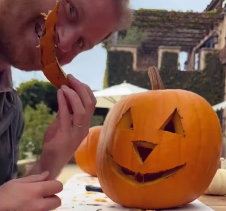 In a time-lapse, sped-up clip of Prince Harry carving a pumpkin, Meghan, Archie and Lili could be seen playing around in the background. The footage captured a rare glimpse of Archie and Lili with their heads turned towards the camera. Though the pictures were blurry, it is the first time a photo of Lili's face has been shared publicly since 2022, when an official portrait was released for her birthday. Archie's face has not been shown in a photo since the Sussexes' Christmas card in 2021. However, a private picture of the siblings was seen in February this year in the background of an Architectural Digest interview with famous activist Gloria Steinem.